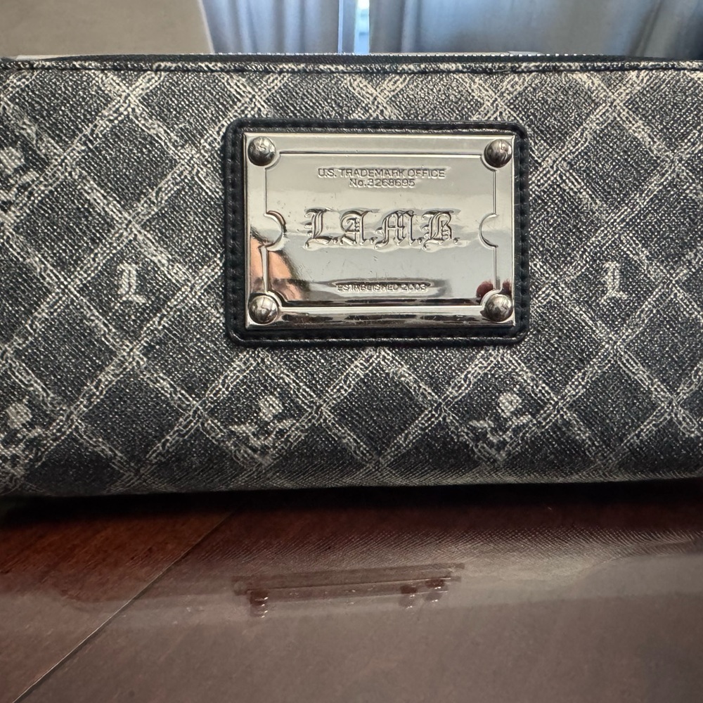 L.a.m.b. Black and Gray Checkered Wallet
